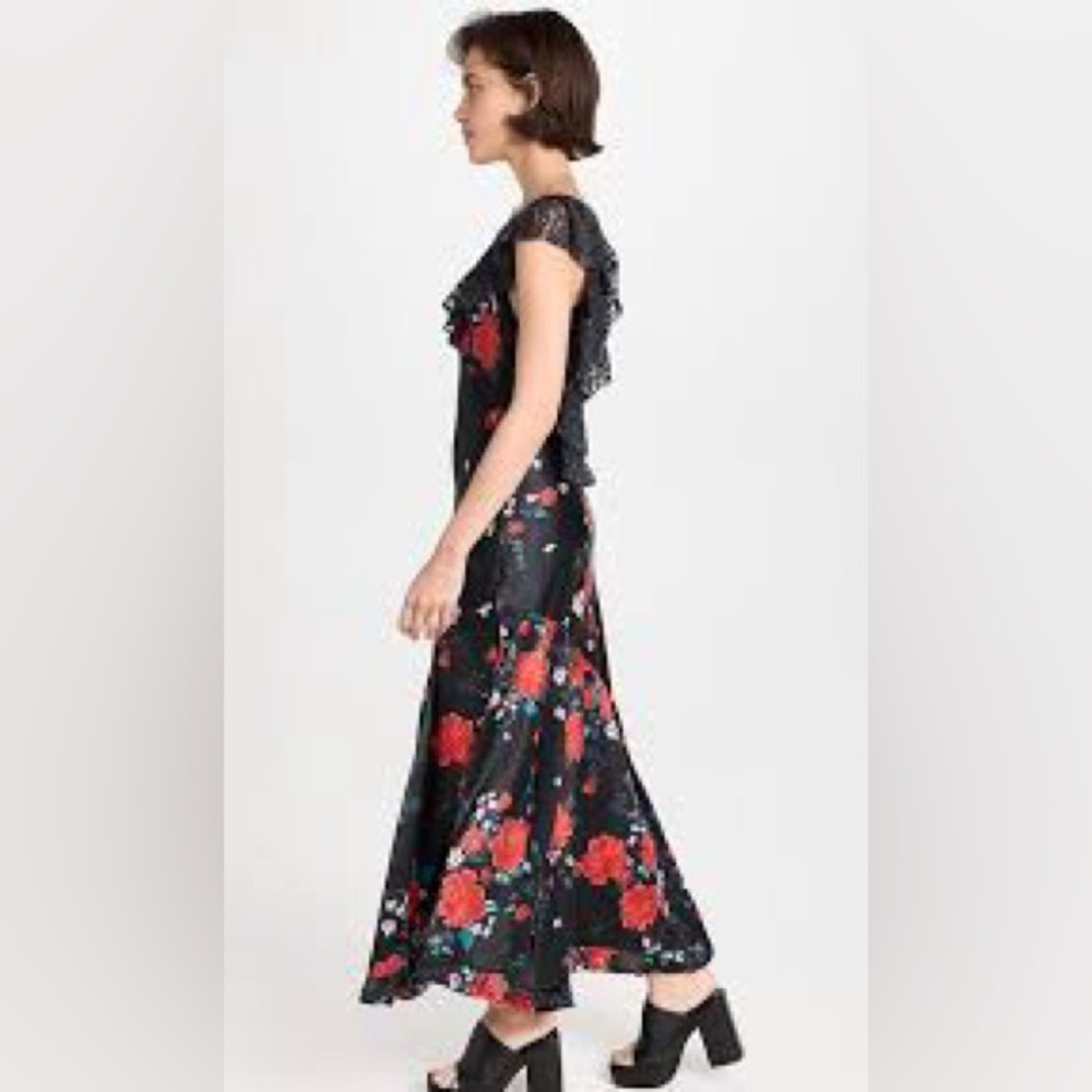 Free People Black and Red Floral Backless Dress - Picture 2 of 9